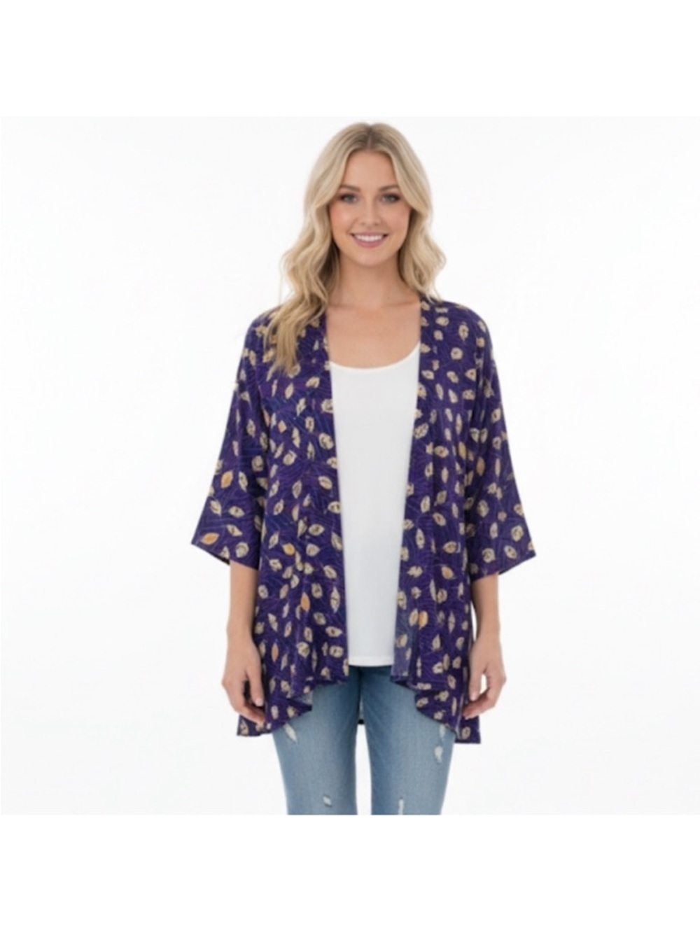 Lularoe leaf print cardigan size medium new with tags